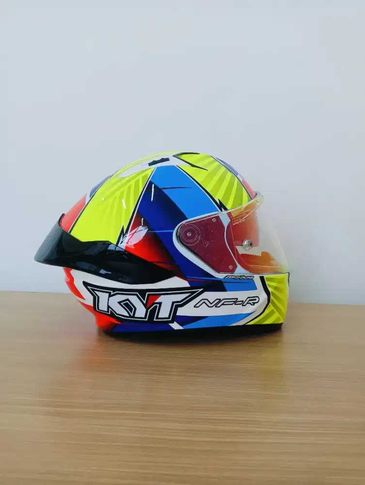 Jual Or TT KYT NF-R XAVI FOREST BLUE RED YELLOW DOUBLE VISOR SIZE XL