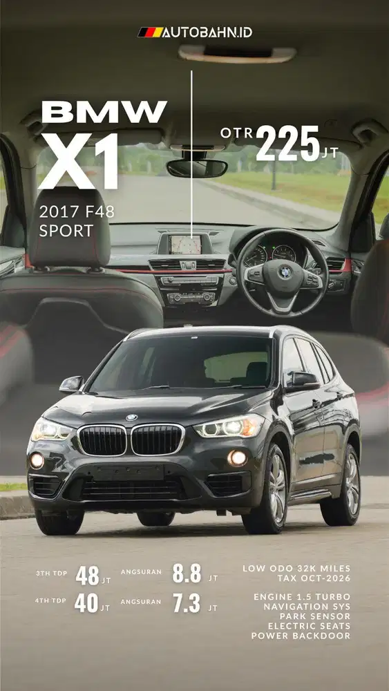 Muda Sukses Pakai BMW X1 Sdrive F48 Sport 2017 Black Warranty