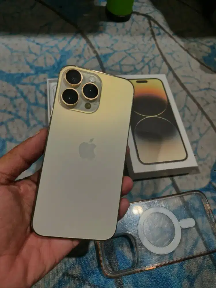 iPhone 14 pro max 256 gb gold mulus 98% Hb 91% fullset Regis beacukai