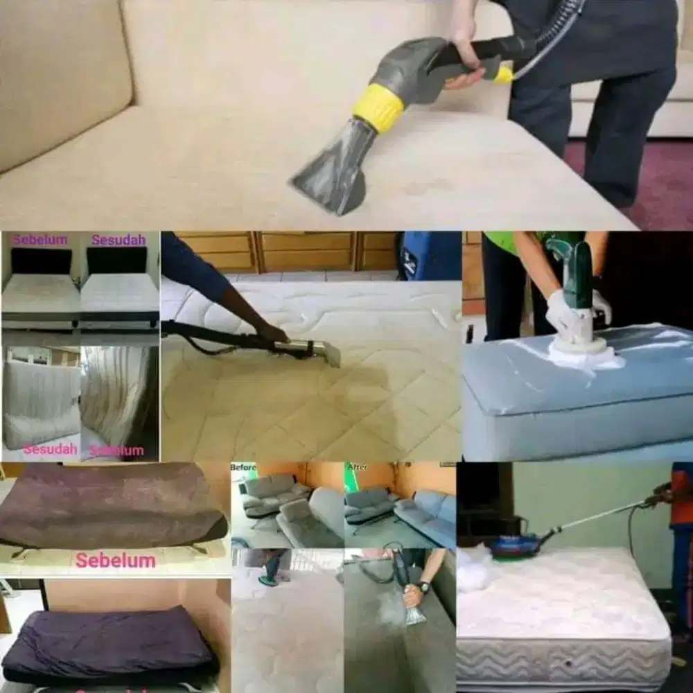 Cuci Sofa, Cuci Springbed/Kasur, Cuci Jok Mobil, Cuci Plafon Mobil.