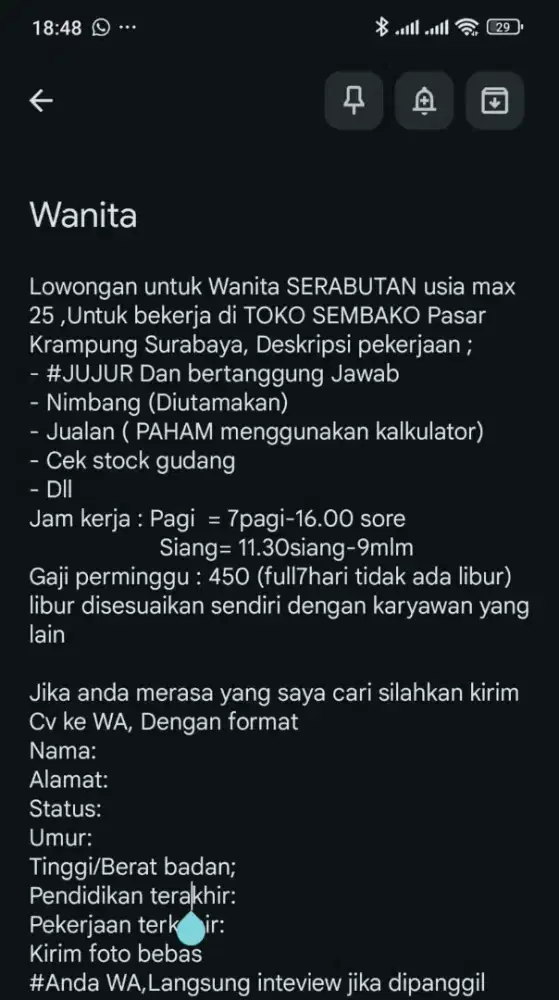LOWONGAN SEMBAKO SERABUTAN