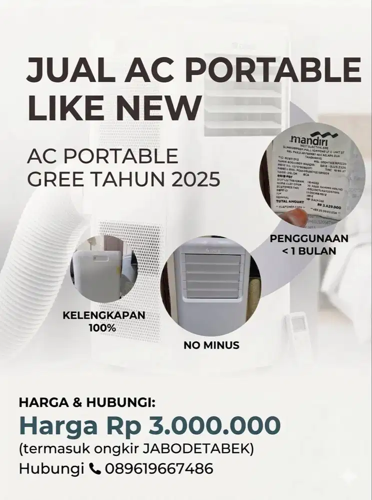 AC portable 1/2 pk merk gree