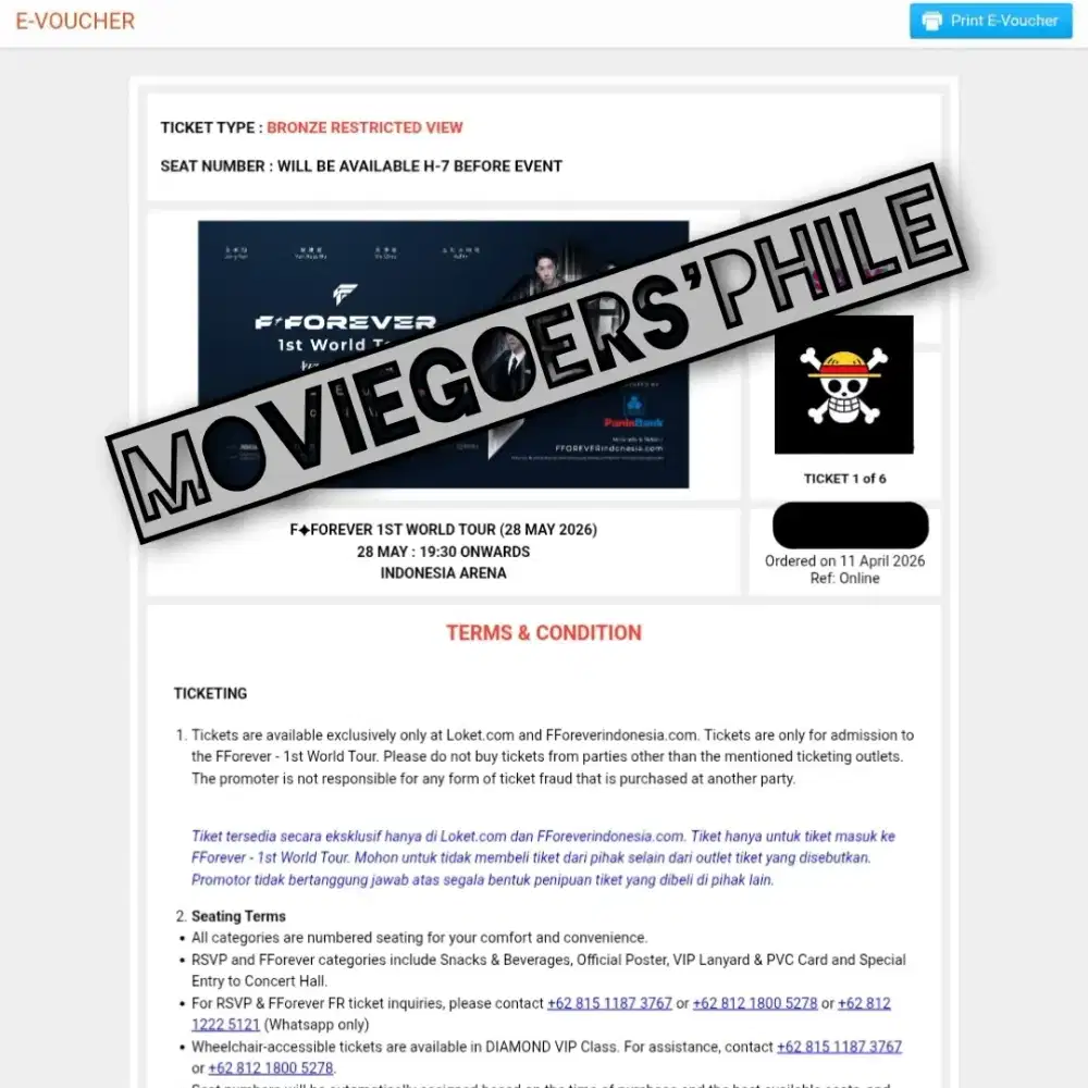TIKET KONSER F4 FFOREVER (DAY 1) 28 MEI 2026 @ INDONESIA ARENA GBK