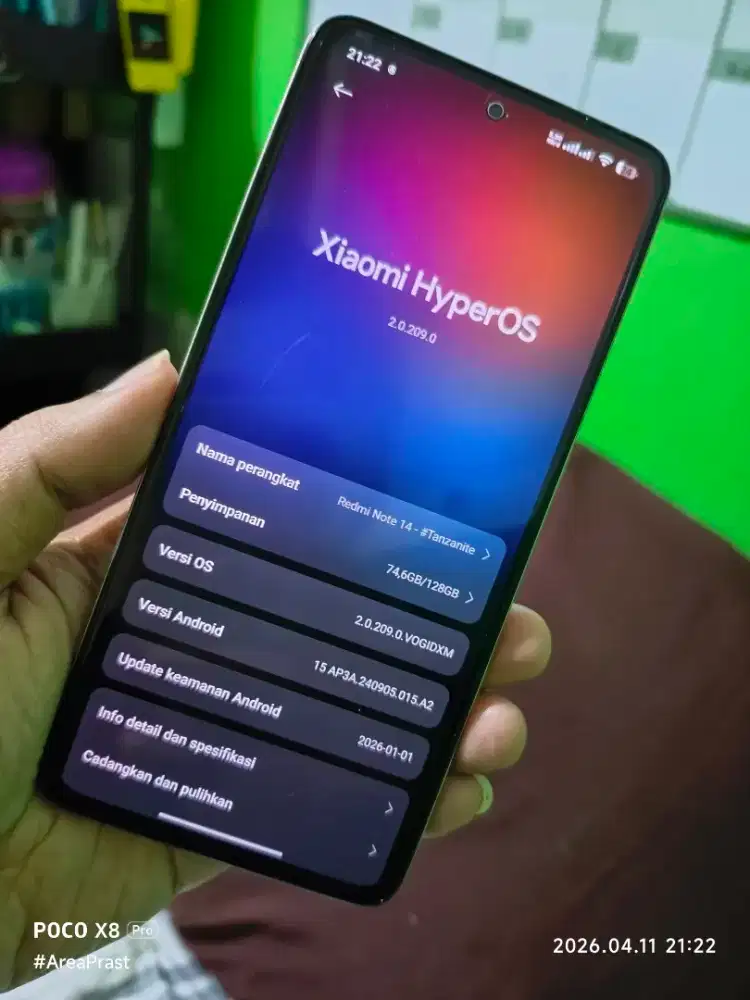 Redmi Note 14 4G 8/128 GB Gold Pembelian Maret 2026 Mulus 99% Like New