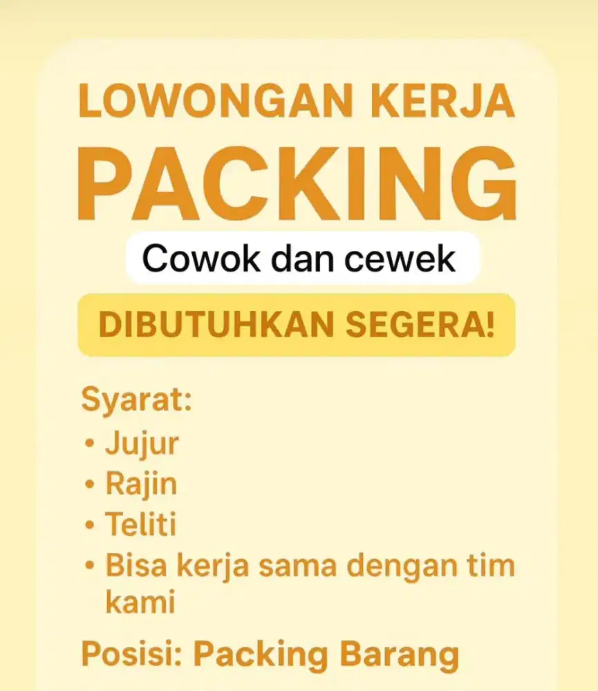 Dibutuhkan segera!