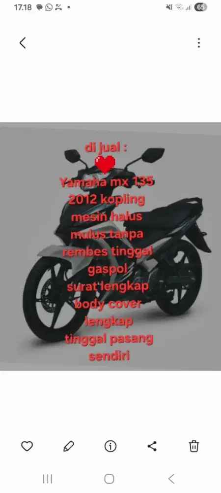 Di jual Yamaha jupiter mx kopling 2012