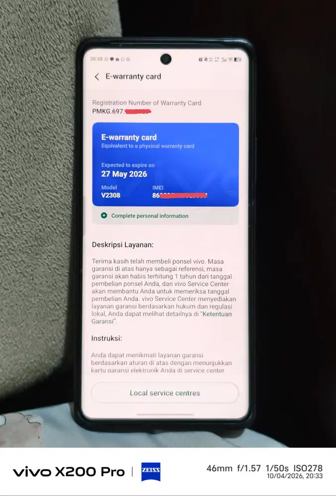 Vivo X100 fullset garansi on s.d 27 Mei 2026