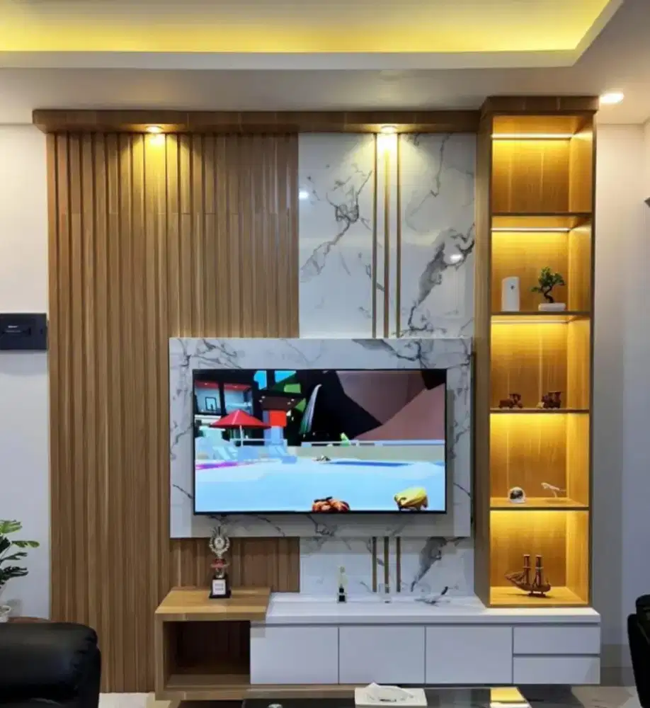 Kitchen set & backdrop tv hpl minimalis