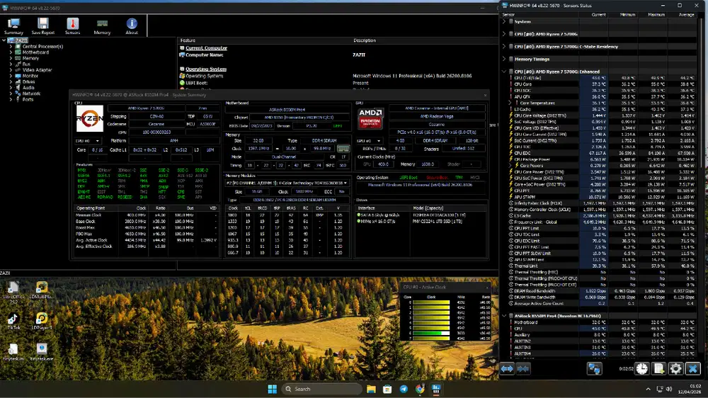 Fullset PC Gaming Ryzen 7 5700G | RAM 32GB 3600MHz | SSD 1TB Gen4