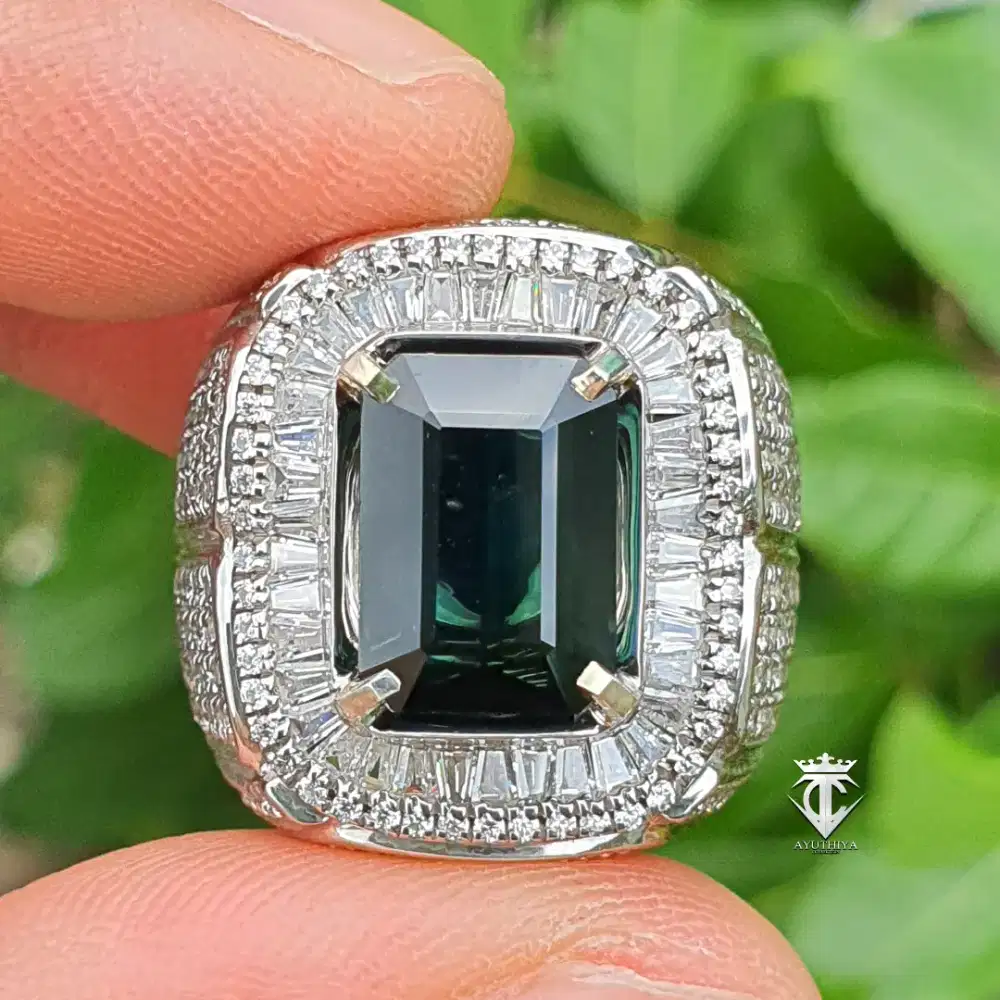 Batu Permata Natural Bluish Green Tourmaline 5.55 Ct Top Clean Memo