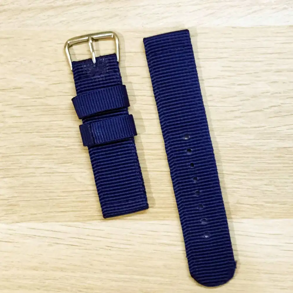 Tali Jam Nylon Nilon Strap Bahan Tebal Biru Navy Blue Free Spring Bar