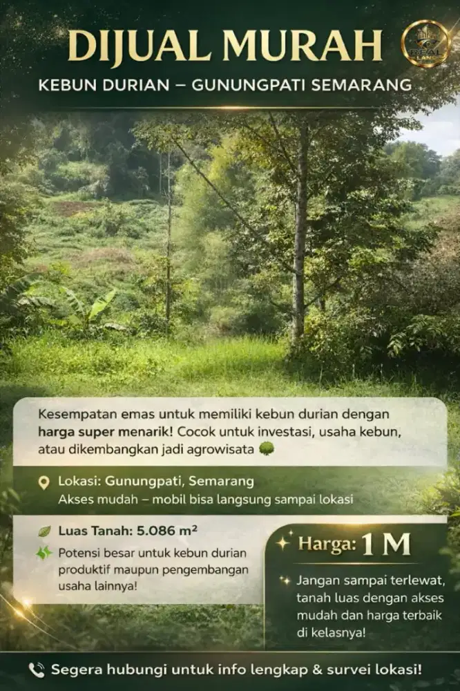 Tanah dijual kebun durian GUNUNG PATI SEMARANG