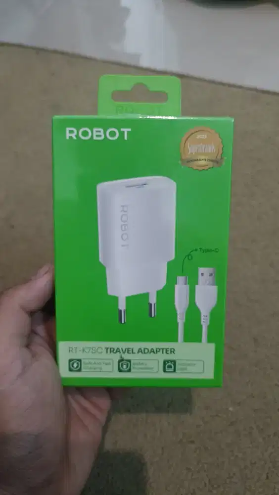 Charger HP merk Robot Type C 5V/1,2A Segel