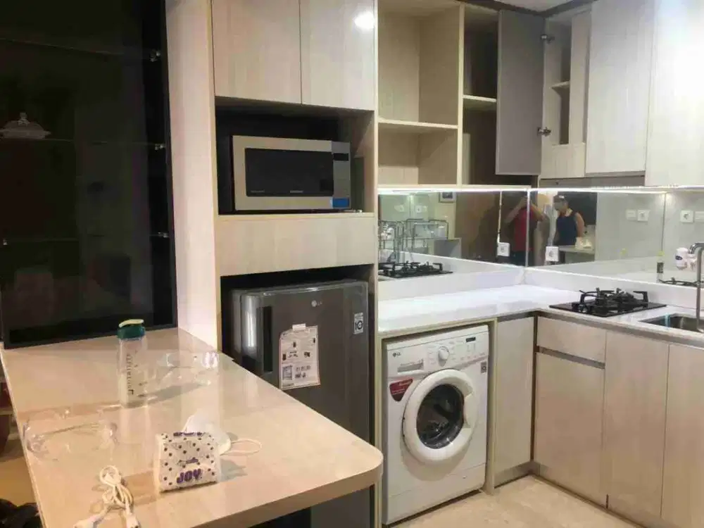 Disewa murah apartemen gold coast PIK tipe 1BR luas 51m full furnish lengkap ada mesin cuci lantai rendah