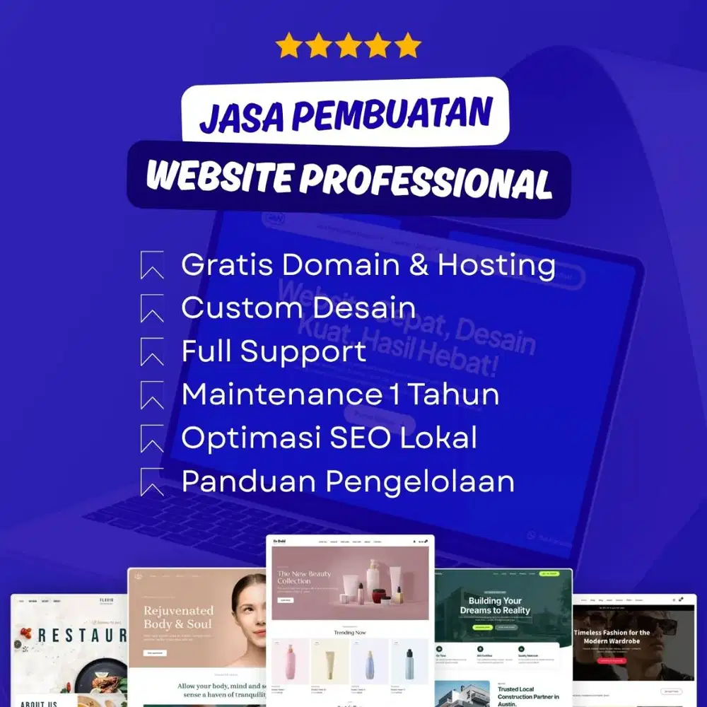 Jasa Pembuatan Website Professional, Gratis Domain & Hosting