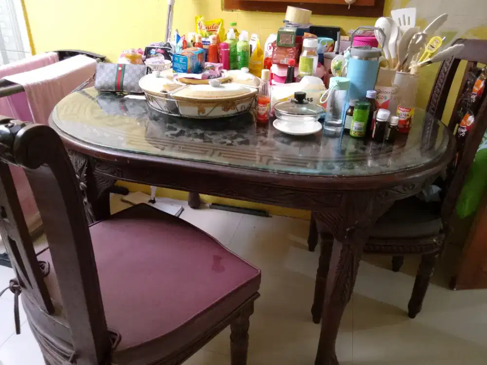 Meja Makan Kayu Jati + Kursi
