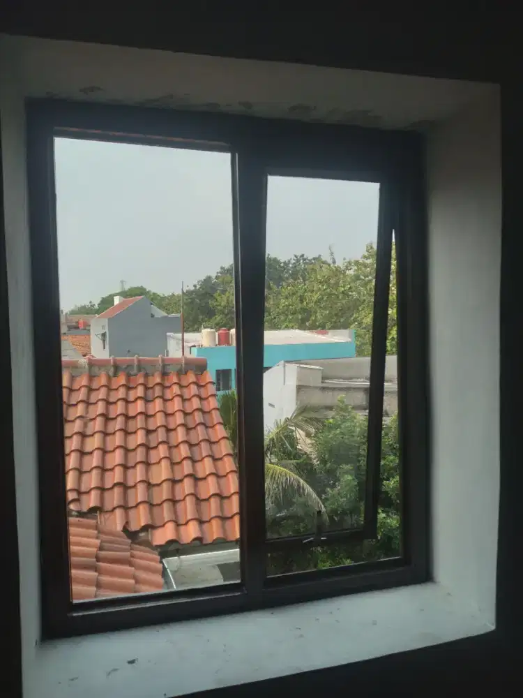 Jendela alumunium hidup & kaca mati T150cm L120cm harga terpsg 1,8 jt