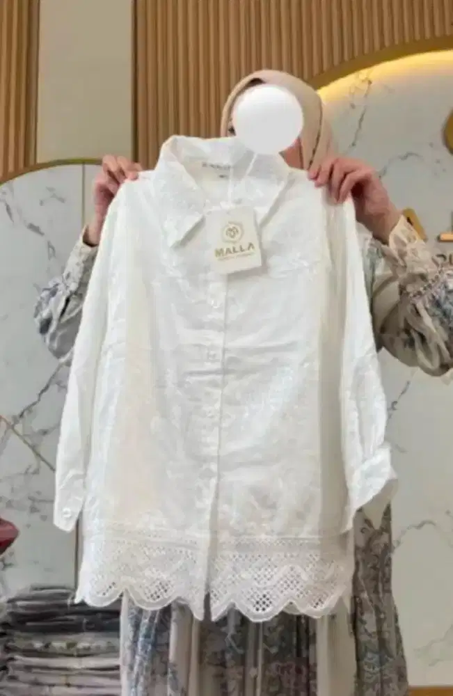 BAJU KATUN BORDIR WARNA PUTIH TULANG