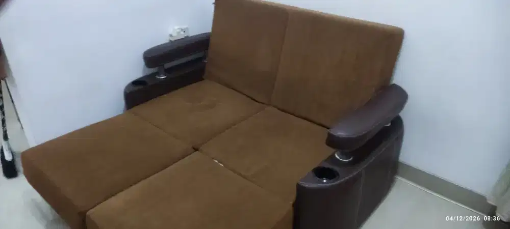 Sofa Bed Minimalis 2 Dudukan Bisa Jadi Kasur + Cup Holder Murah