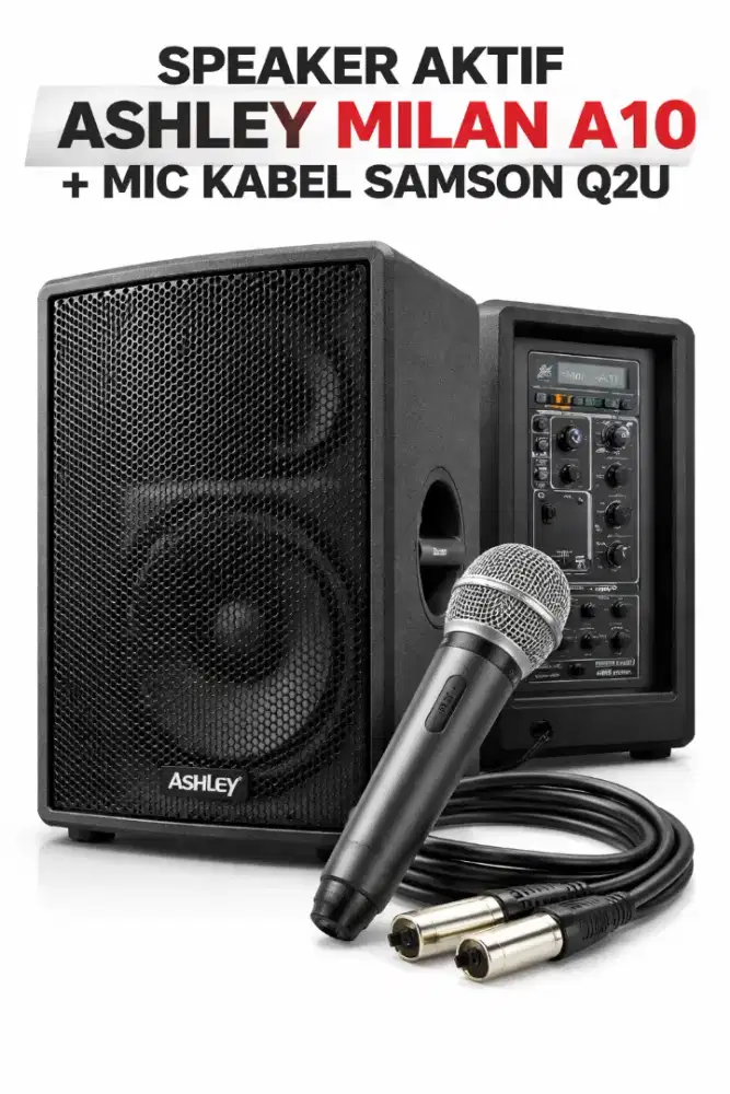 Speaker Aktif Ashley Milan A10 dan Mic Samsons Q2U