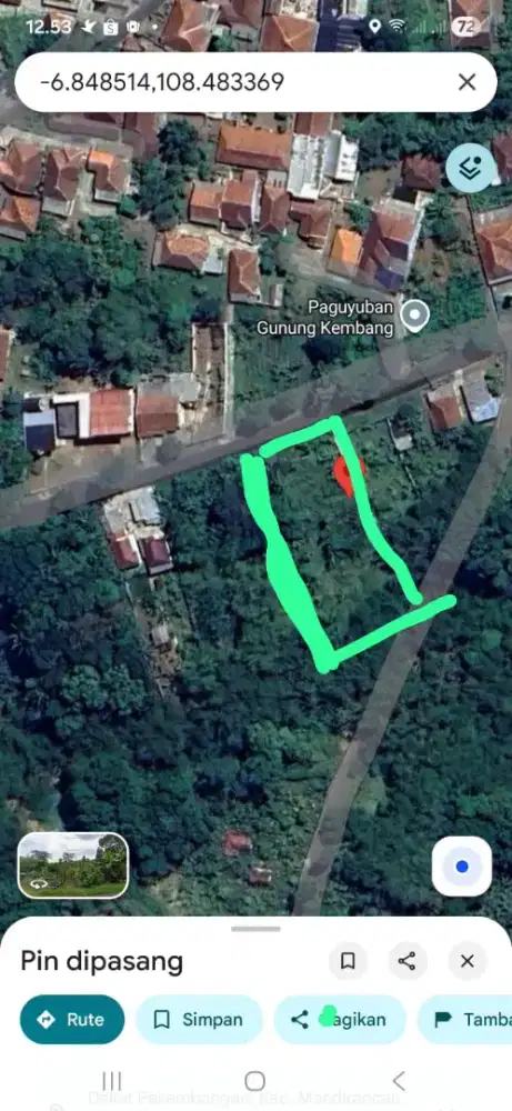 Dijual tanah per metwr 1000.000 rupiah nego