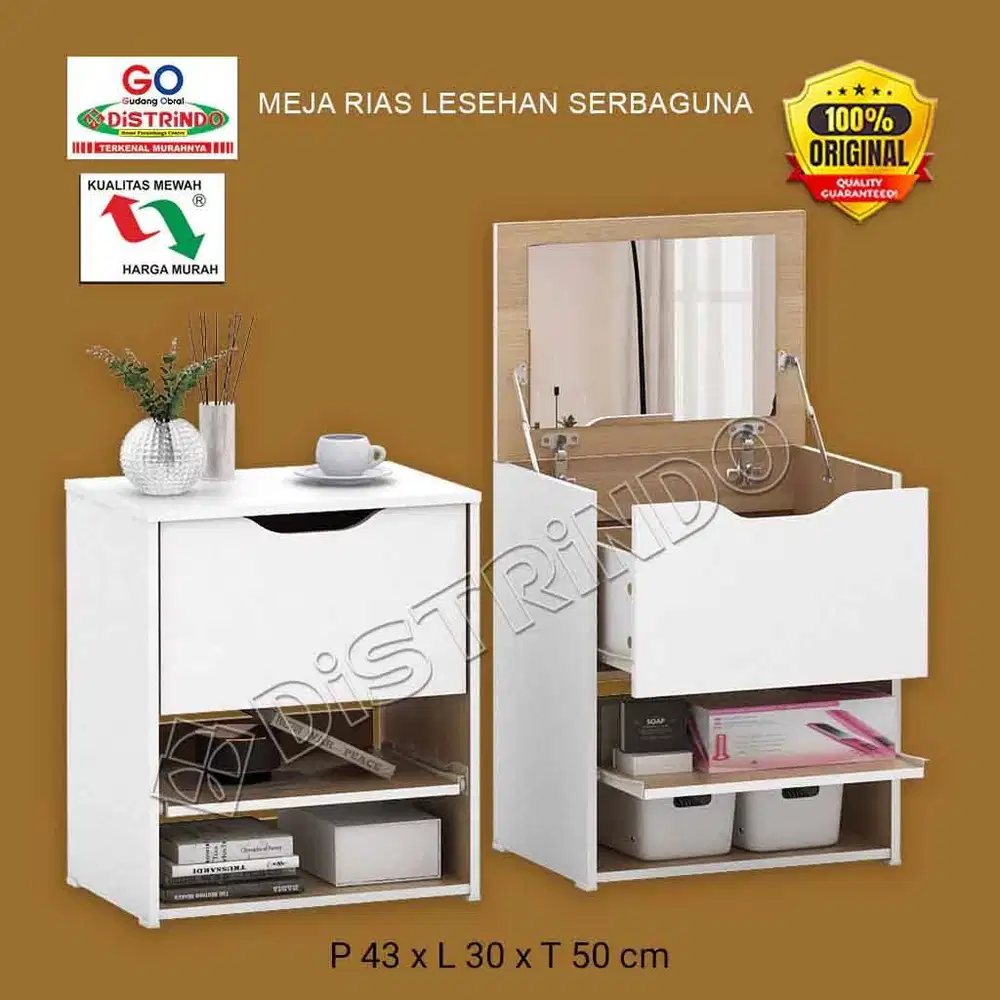 Promo Lokal - Meja Rias / Nakas Cermin Laci Pakai Roda Hemat Ruang