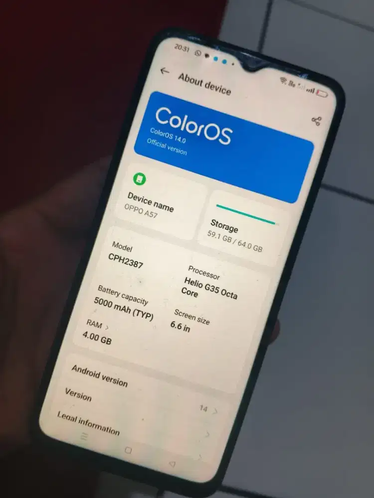 OPPO A57 second mulus no minus 4/64GB