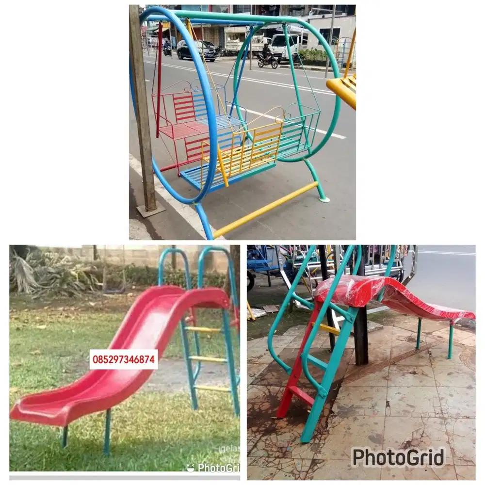 Perosotan, ayunan, jungkat jungkit, playground, mainan anak Tk