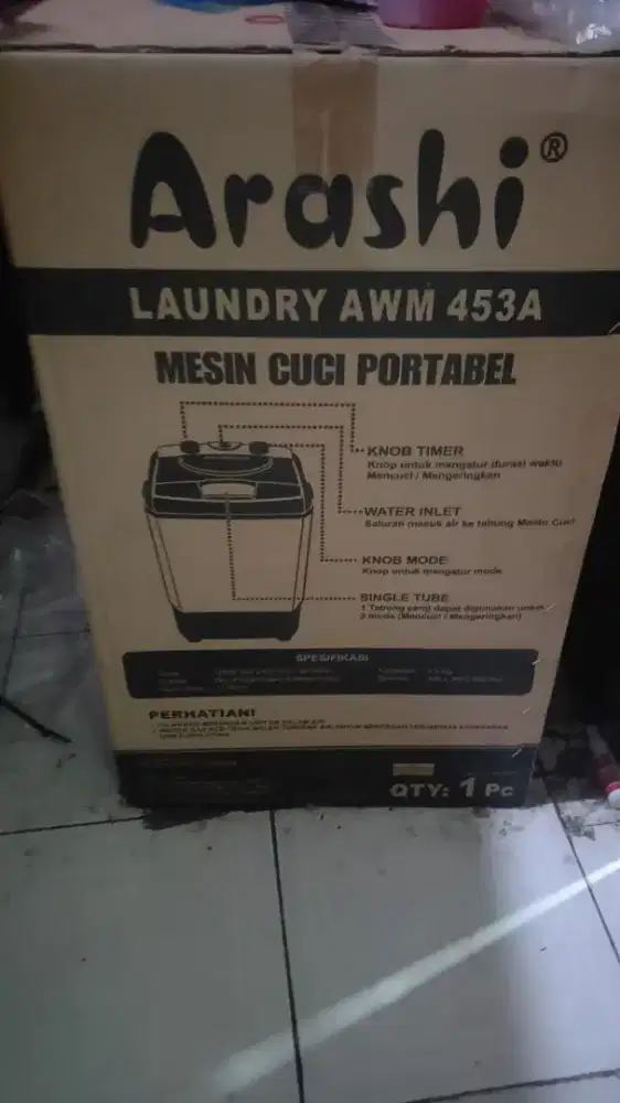 NEW BARU Arashi AWM 453A Mesin Cuci Portable