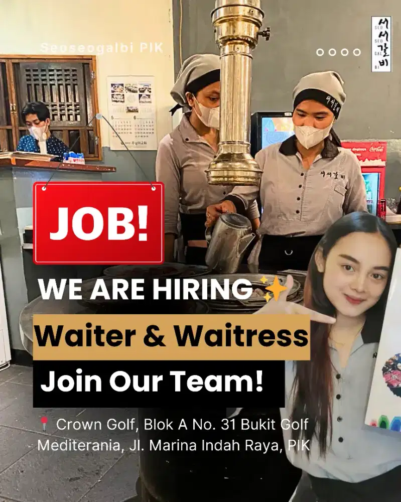 Waitress dan Waiter Parttime or fulltime