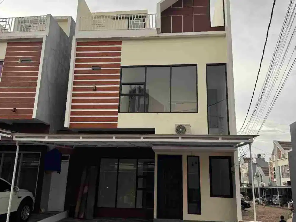 Rumah baru townhouse 1,3 M ada rooftoop DP0% SEMIFURNISHED free biaya di Cimuning dekat grand wisata bekasi