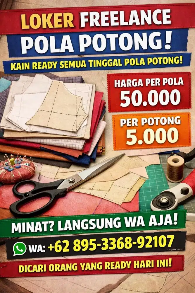 Tukang Pola & Potong Konveksi Berpengalaman – Jakarta Selatan
