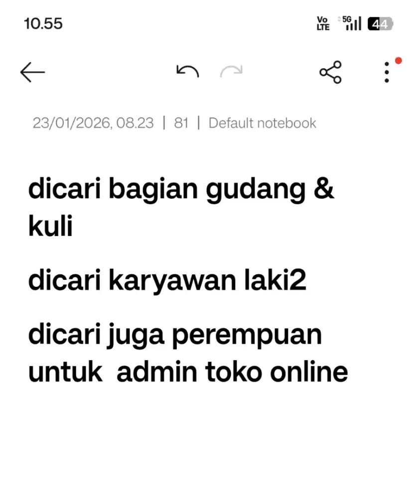 dicari pelayan toko bangunan dan gudang