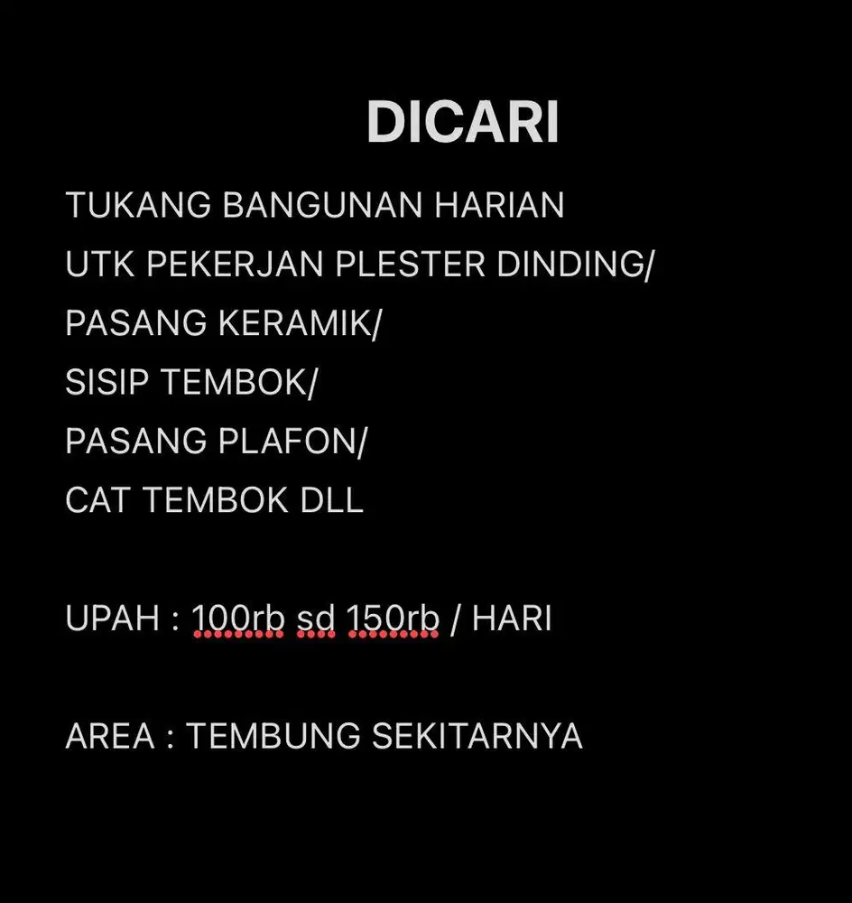 TUKANG BANGUNAN HARIAN