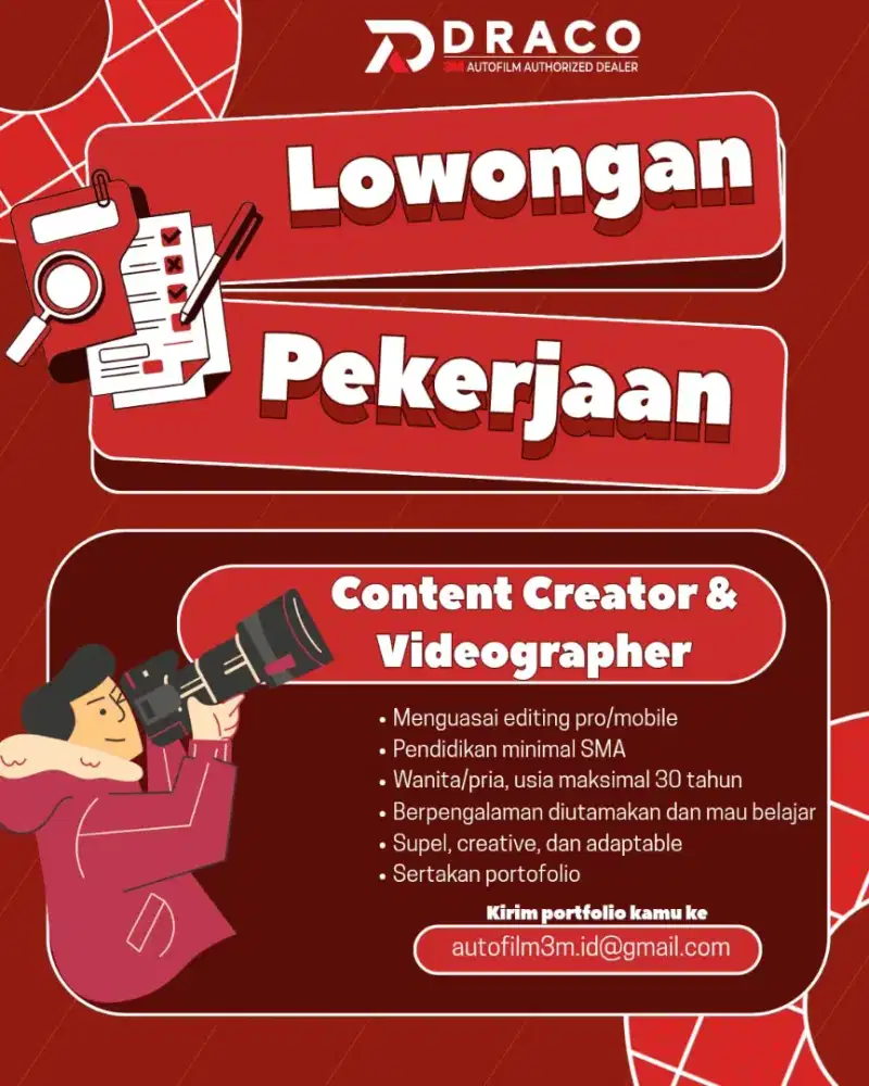 Lowongan Kerja Content Creator & Videographer