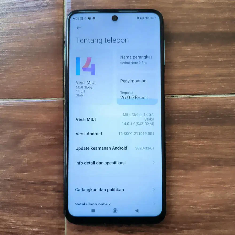 Redmi Note 9 Pro 6/128 GB Performa Ok - Minus Backdoor Retak-Batangan