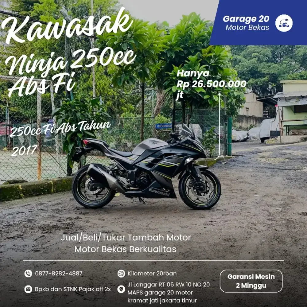 Kawasaki Ninja 250cc ABS Fi Tahun 2017 Pajak Off
