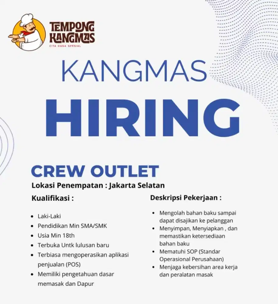 Dibutuhkan Serabutan/Crew Outlet