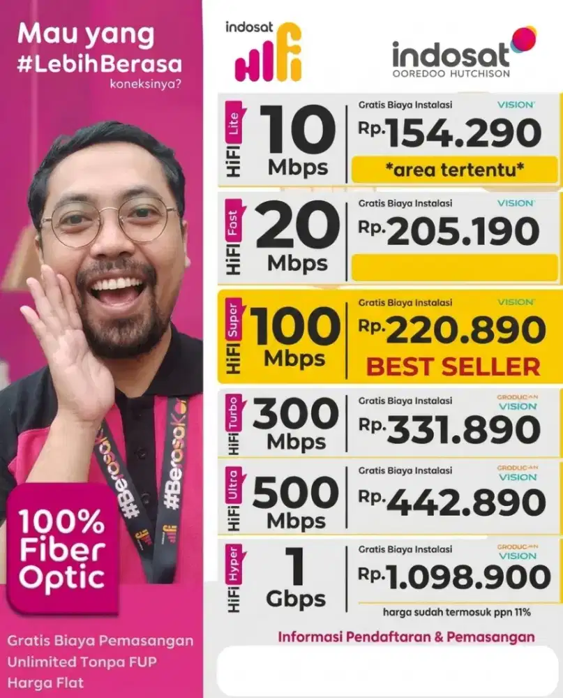 WIFI MURAH INDOSAT/CBN/MYREP/INDIHOME/XL