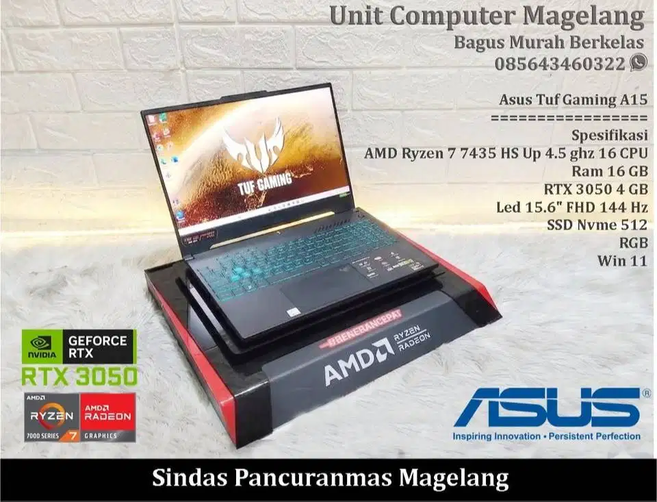 Asus Tuf Gaming A15  II AMD Ryzen 7 II RTX ( Grs masih 1 tahun) Alus