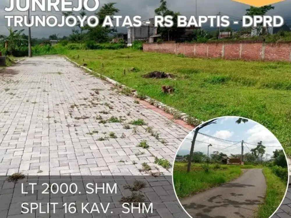 Tanah dijual di junrejo batu Lt2000 dekat BNS DPRD Polres RS Baptis
