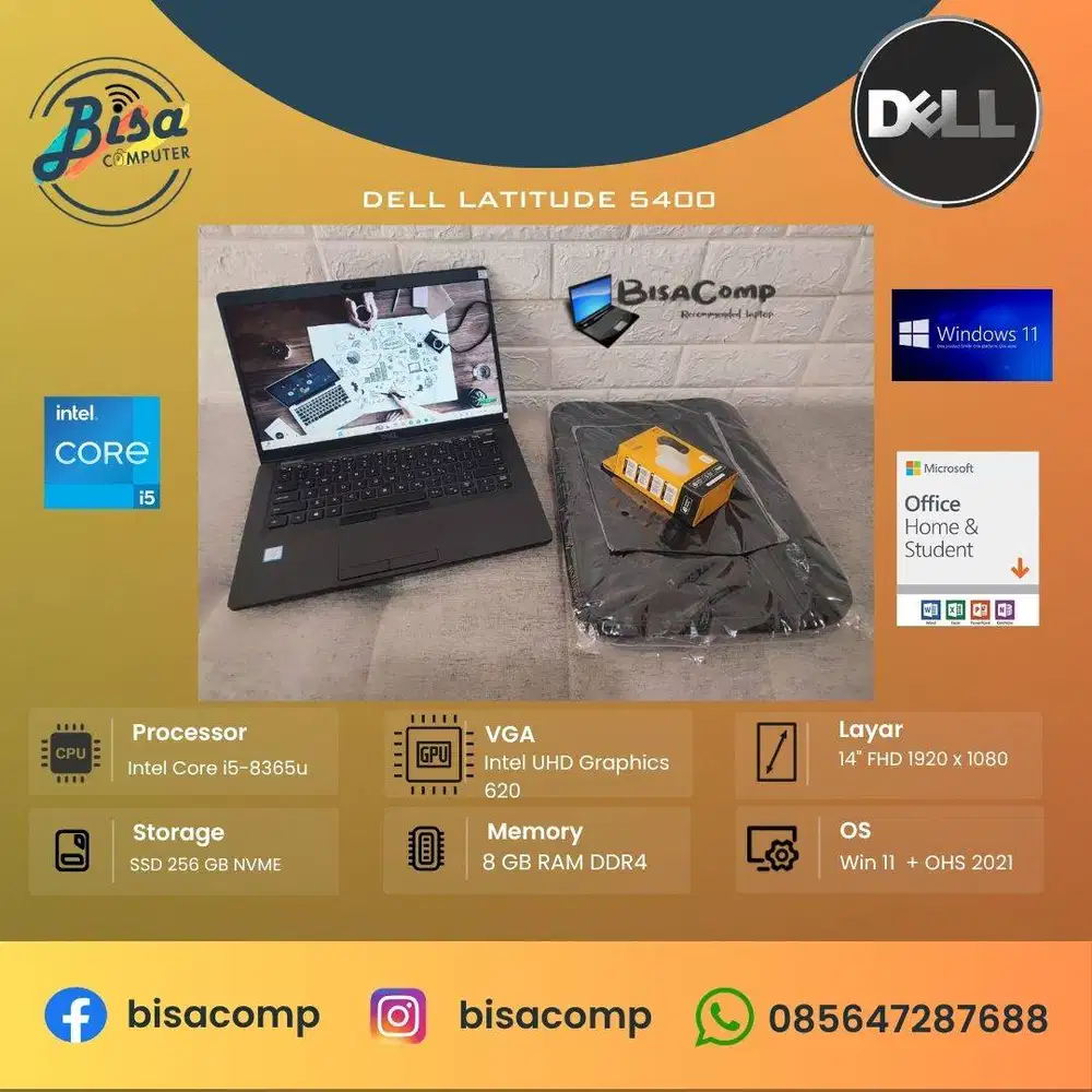 Dell Latitude 5400 Core i5 8th Gen SSD 256gb Ram 8gb 14inchFHD Backlit