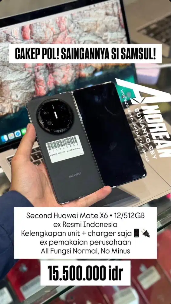 Huawei mate X6 12/512gb unit dan charger