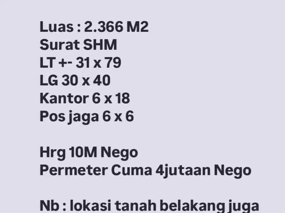 Dijual Tanah Jl. Medan Binjai