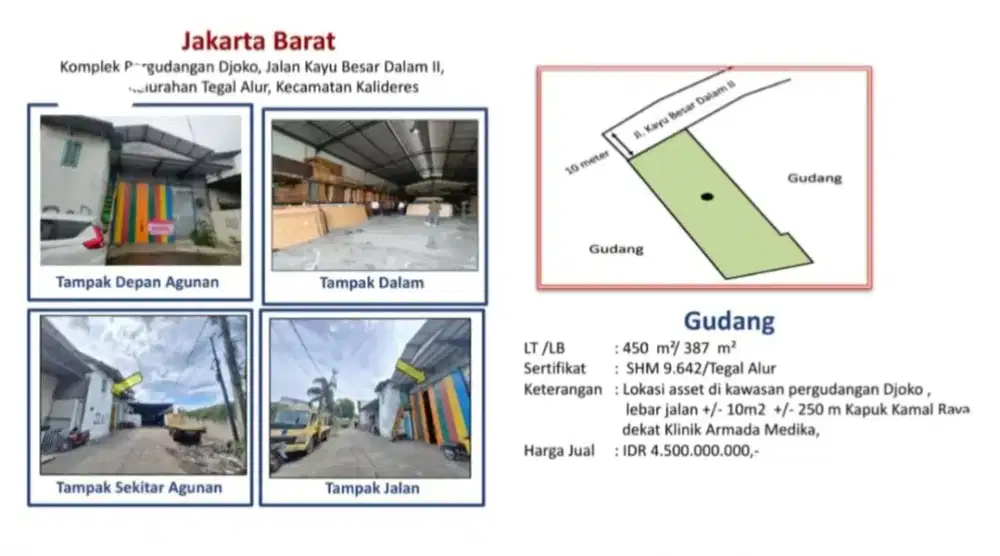 Dijual Gudang Djoko Kayu Besar Kalideres