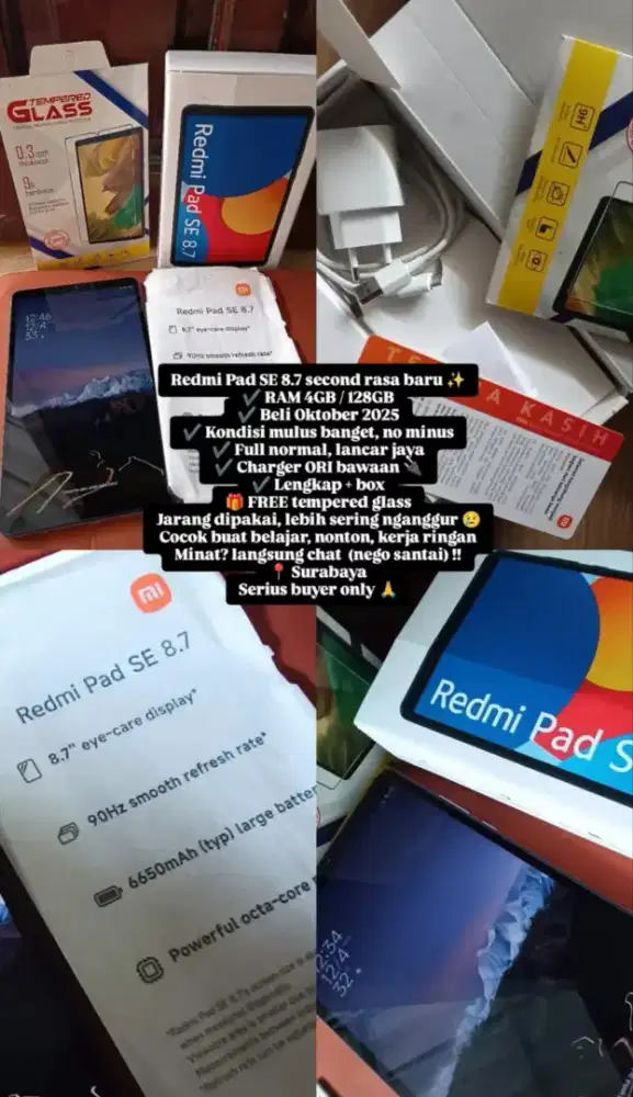 Redmi Pad SE 8.7 RAM 4/128 Second Mulus Like New