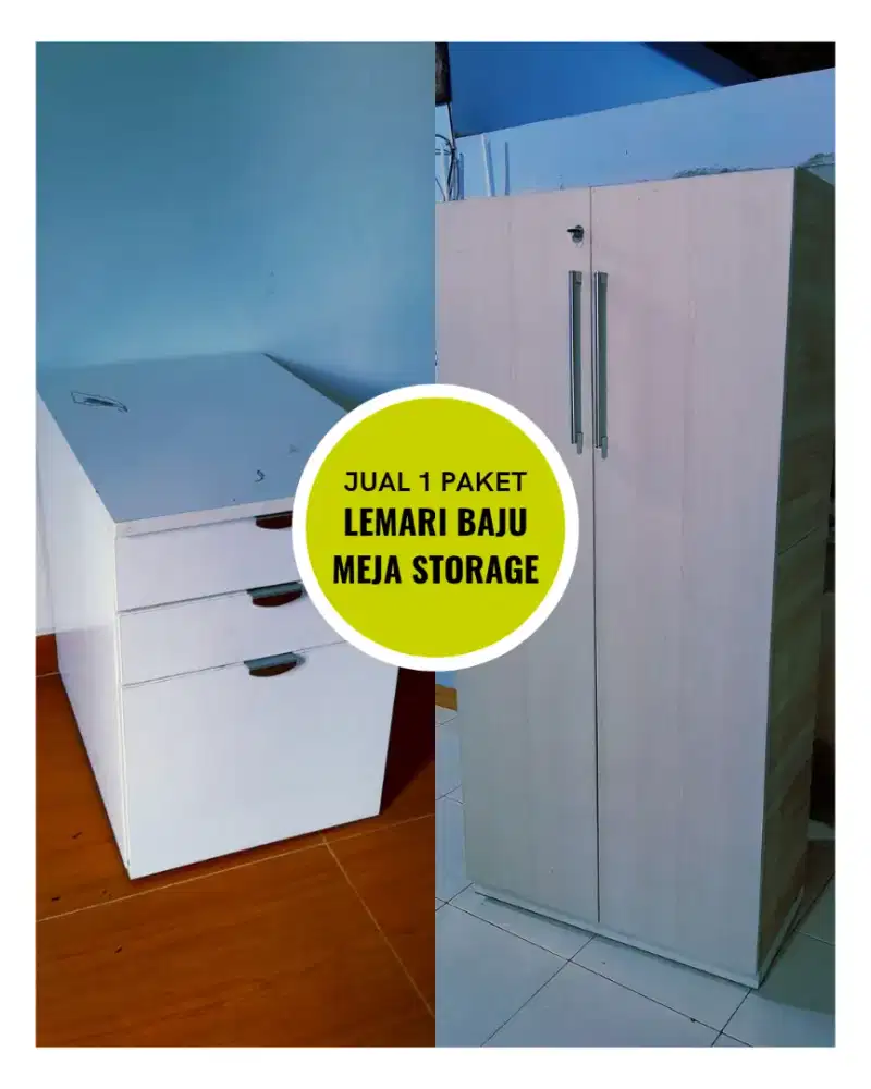 JUAL 1 PAKET LEMARI DAN LACI KABINET