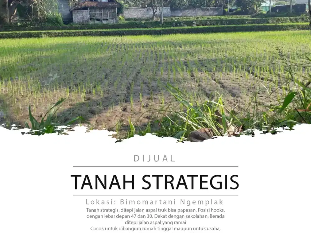 Dijual Tanah Strategis Di Bimomartani Ngemplak, Cocok Untuk Usaha & Investasi