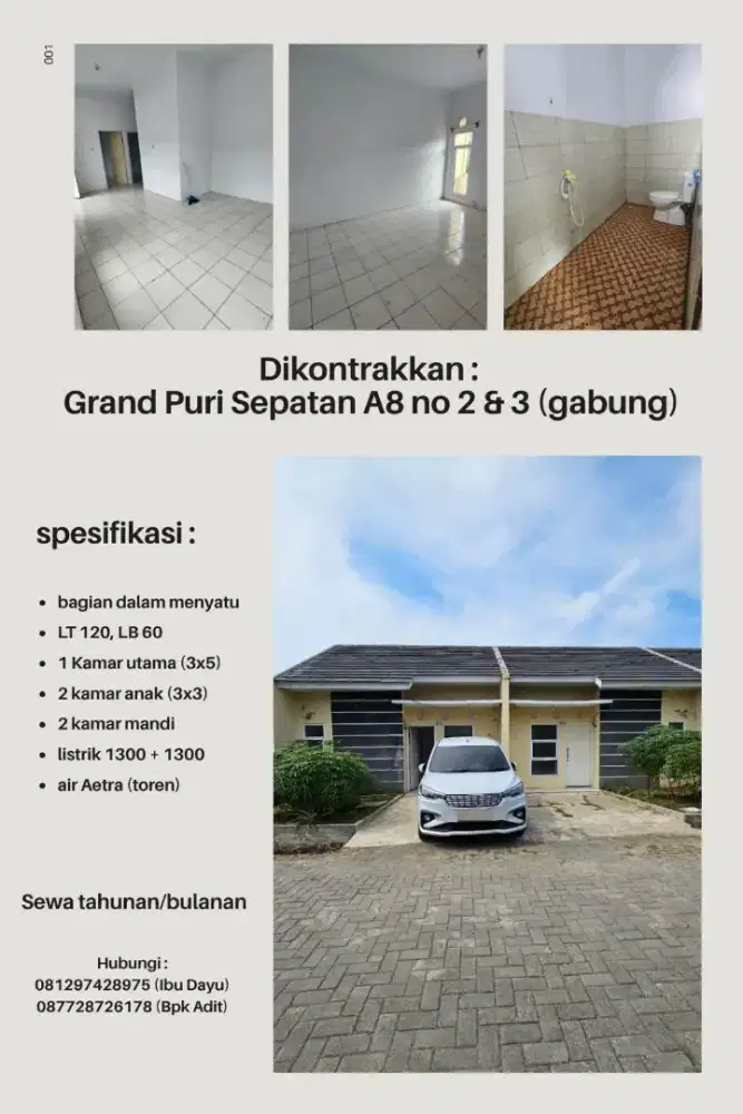 DI KONTRAKKAN RUMAH GRAND PURI SEPATAN (60/120)