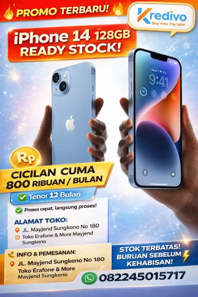 IPHONE 14 128GB CICILAN CUMA 800.000 TENOR 12 BULAN